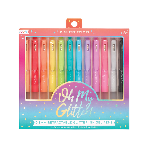 Front of packaging of OOLY Oh My Glitter! Retractable Gel Pens
