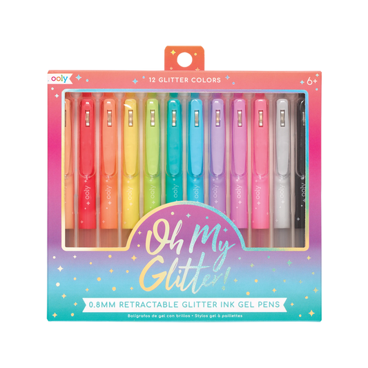 Front of packaging of OOLY Oh My Glitter! Retractable Gel Pens