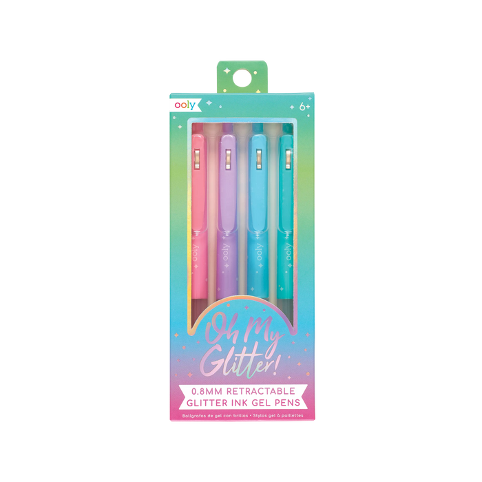 OOLY Oh My Glitter! Retractable Gel Pens set of 4 in packaging