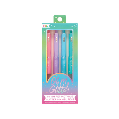 OOLY Oh My Glitter! Retractable Gel Pens set of 4 in packaging