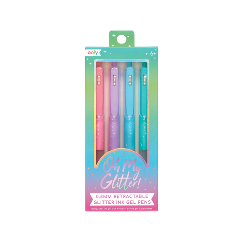 OOLY Oh My Glitter! Retractable Gel Pens set of 4 in packaging