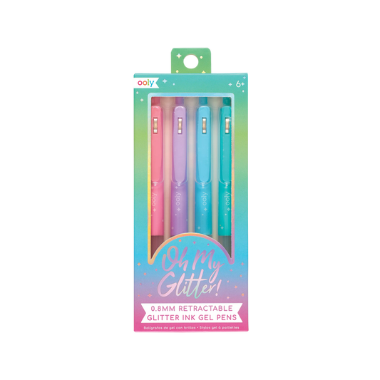 OOLY Oh My Glitter! Retractable Gel Pens set of 4 in packaging