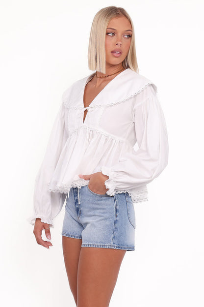 Petal and Pup USA TOPS Orly Lace Trim Top - Off White