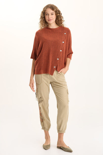 XCVI Osiris Asymmetrical Button Detail Knit Poncho
