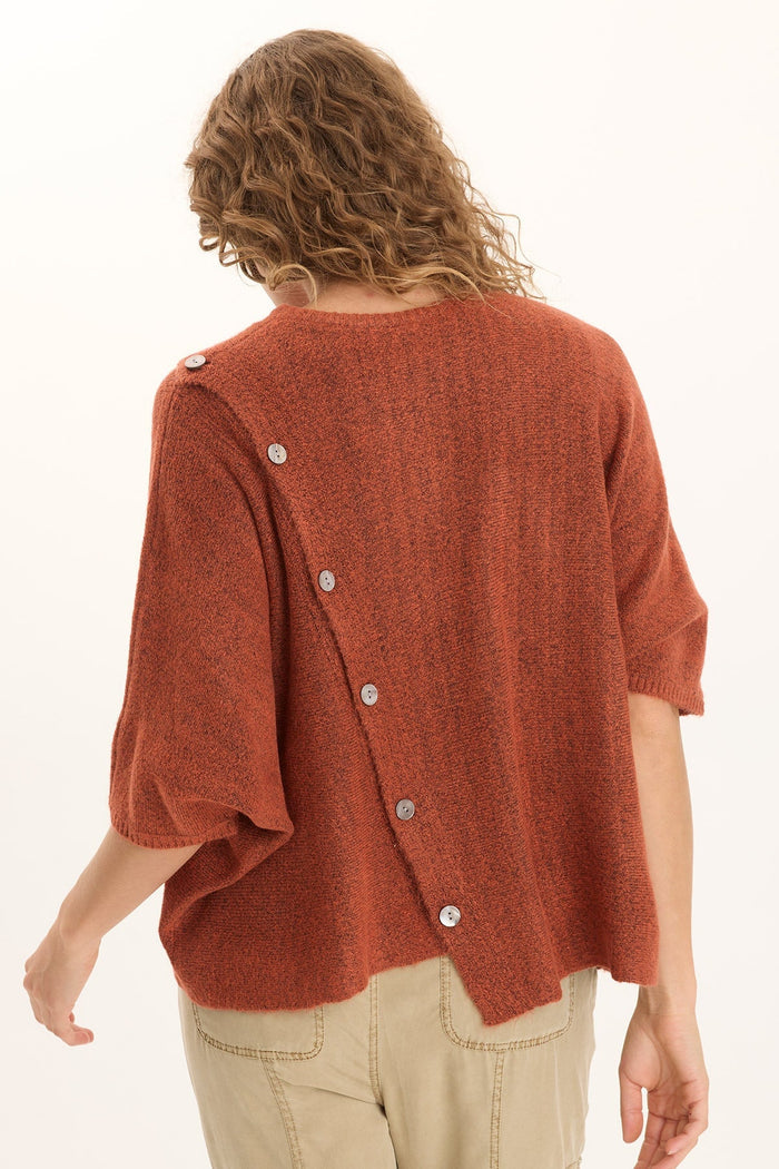 XCVI Osiris Asymmetrical Button Detail Knit Poncho