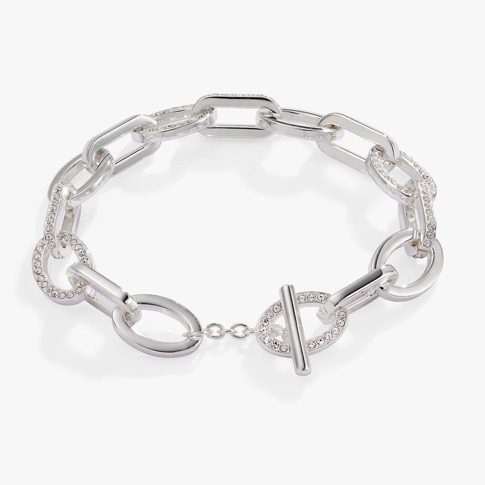 Oval Link Crystal Chain Toggle Bracelet