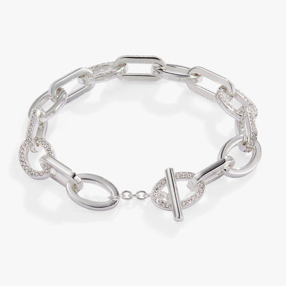 Oval Link Crystal Chain Toggle Bracelet