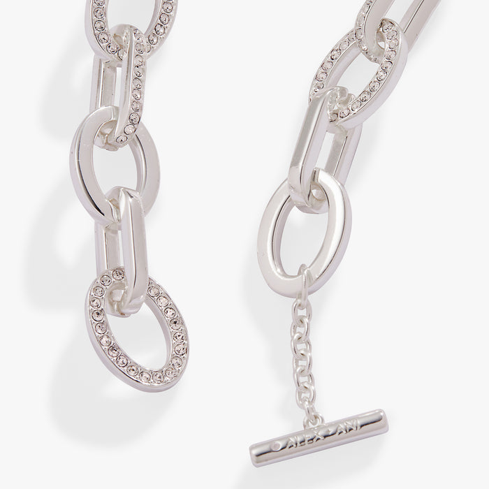 Oval Link Crystal Chain Toggle Bracelet