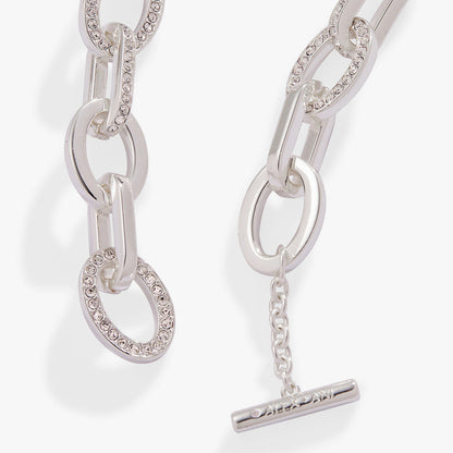 Oval Link Crystal Chain Toggle Bracelet