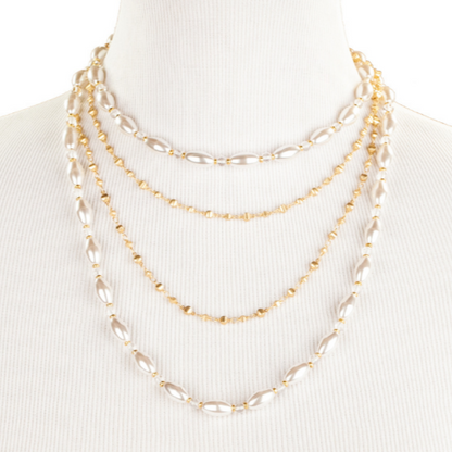 ~ Oval Pearl Rope Necklace
