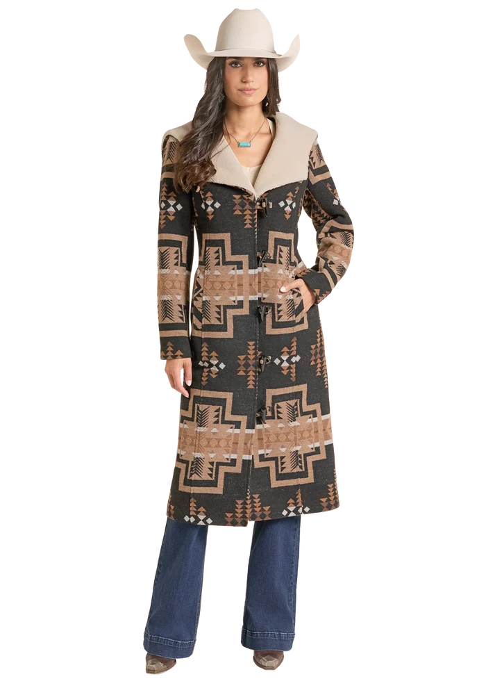 Panhandle Slim Women's Aztec Hooded Coat in Black