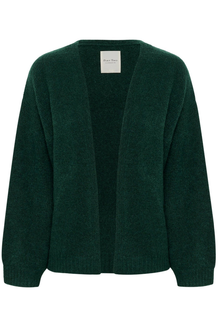 Part Two RastinaPW cardigan in deep sea moss green with open front, available at Dotique