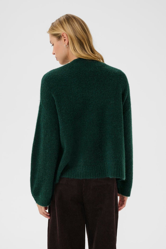 Part Two RastinaPW cardigan in deep sea moss green with open front, available at Dotique