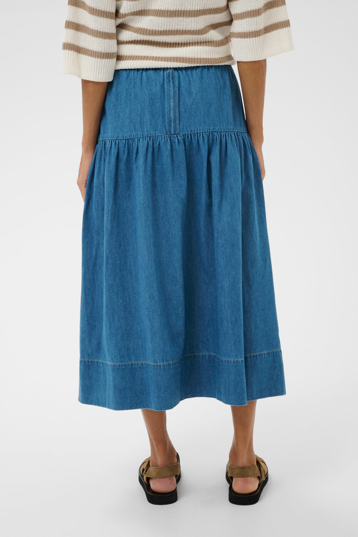 Part Two 30310489 NelliaPW Medium Blue Denim Skirt by part two back view relaxed fit shop part two at Dotique