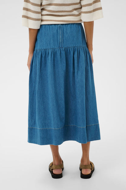 Part Two 30310489 NelliaPW Medium Blue Denim Skirt by part two back view relaxed fit shop part two at Dotique