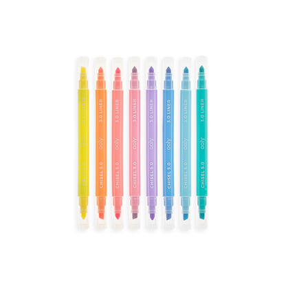 Pastel Liner markers lined up in a row