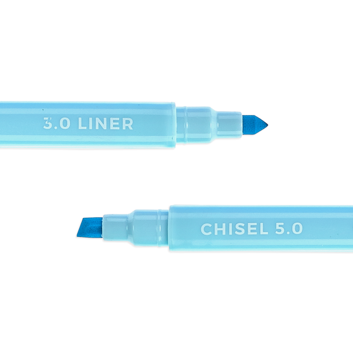 Blue Pastel Liner marker showing chisel tip and liner tip