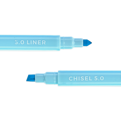 Blue Pastel Liner marker showing chisel tip and liner tip
