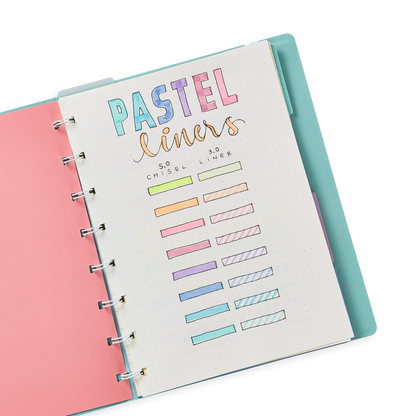 Planner open with Pastel Liner swatches