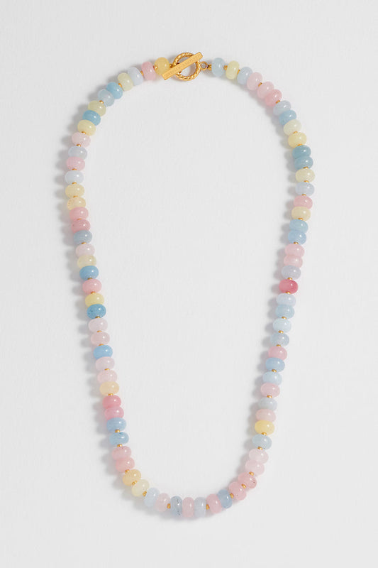 Pastel Multi Gemstone T-Bar Necklace