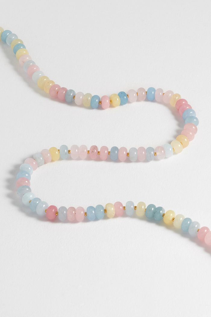 Pastel Multi Gemstone T-Bar Necklace