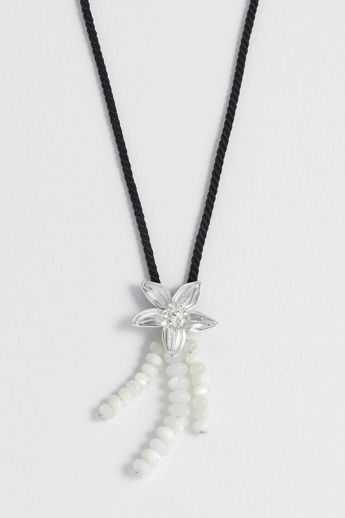 Pearl And Flower Cord Necklace