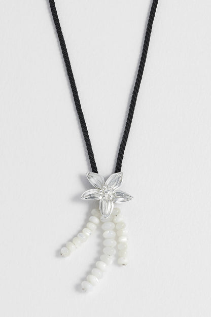 Pearl And Flower Cord Necklace