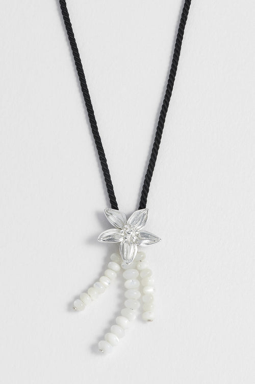 Pearl And Flower Cord Necklace