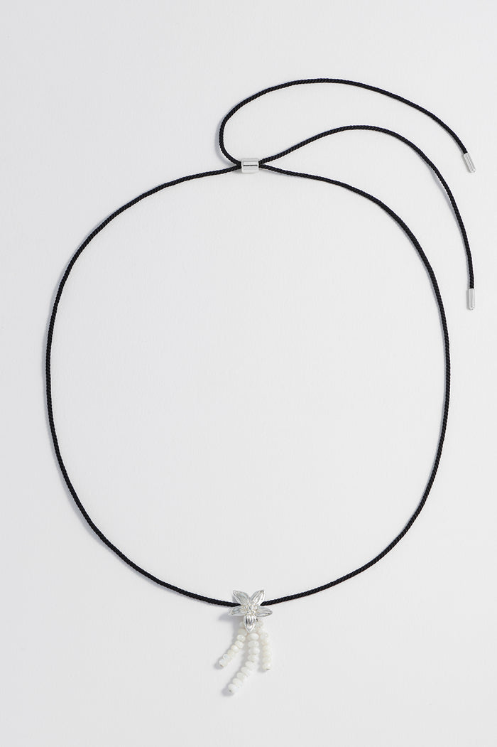 Pearl And Flower Cord Necklace