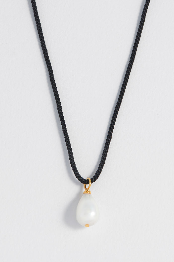 Pearl Drop Cord Necklace