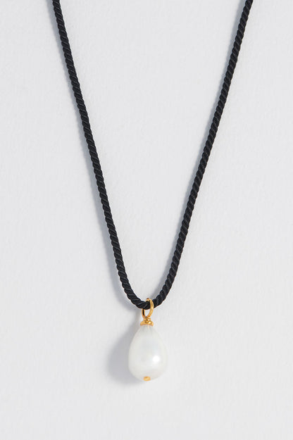 Pearl Drop Cord Necklace