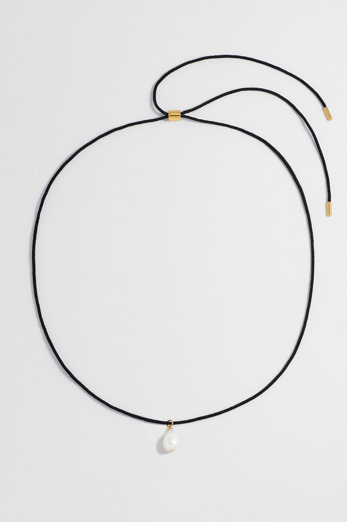 Pearl Drop Cord Necklace