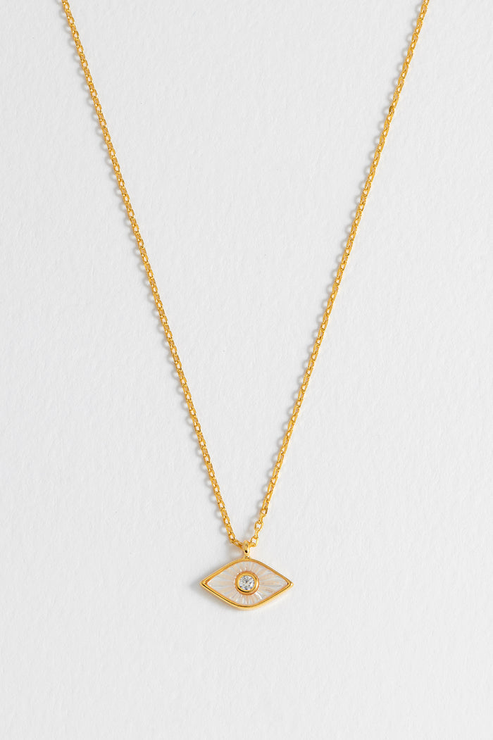 Pearl Evil Eye Necklace