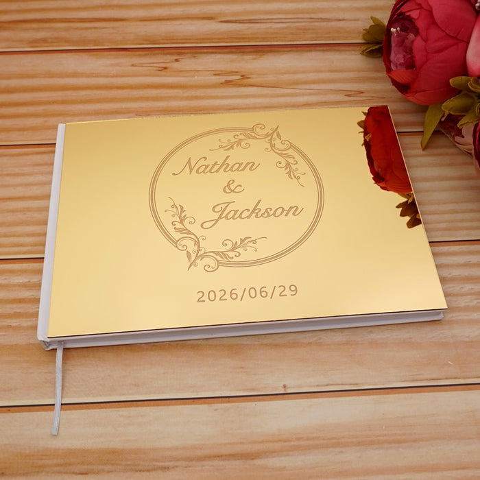 Personalized Acrylic Mirror Party Guest Book with Custom Names And Date