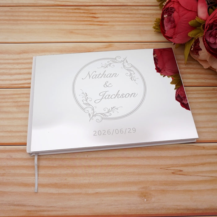 Personalized Acrylic Mirror Party Guest Book with Custom Names And Date