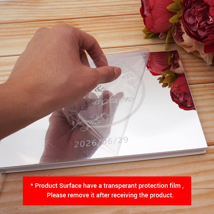 Personalized Acrylic Mirror Party Guest Book with Custom Names And Date