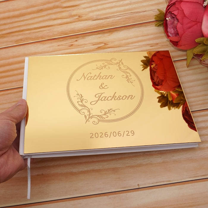 Personalized Acrylic Mirror Party Guest Book with Custom Names And Date