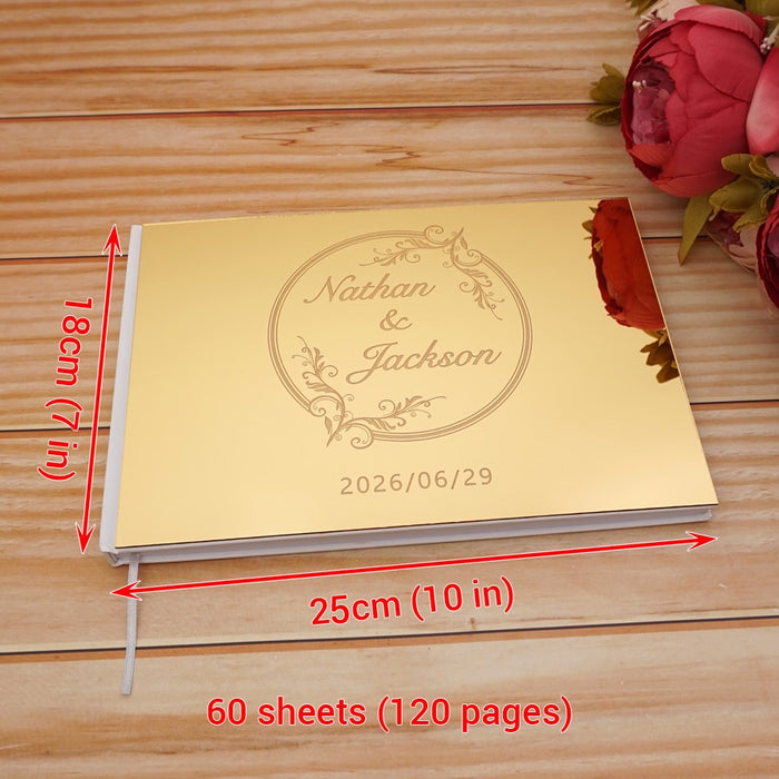 Personalized Acrylic Mirror Party Guest Book with Custom Names And Date