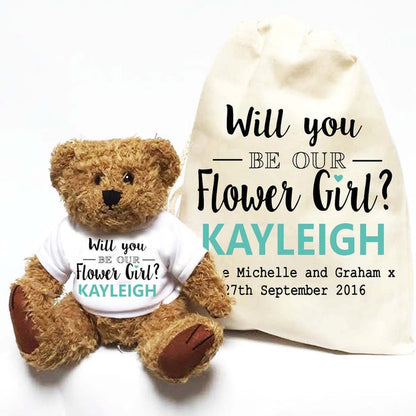 Personalized Bridal Party Teddy Bears - Flower Girl - Ring Boy- Bridesmaids
