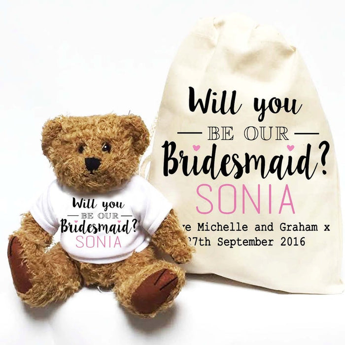 Personalized Bridal Party Teddy Bears - Flower Girl - Ring Boy- Bridesmaids