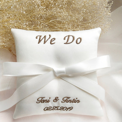 Personalized Embroidered Ring Bearer Pillow - Wedding Keepsake