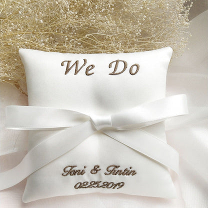 Personalized Embroidered Ring Bearer Pillow - Wedding Keepsake