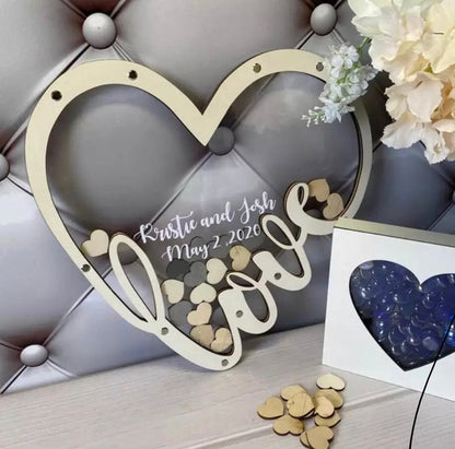 Personalized Love Heart Wish Drop Box Wedding Guest Book Alternative