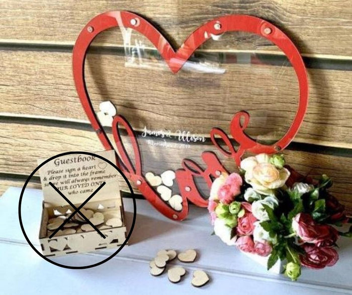 Personalized Love Heart Wish Drop Box Wedding Guest Book Alternative