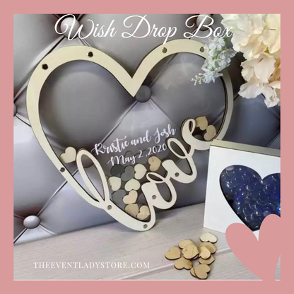 Personalized Love Heart Wish Drop Box Wedding Guest Book Alternative