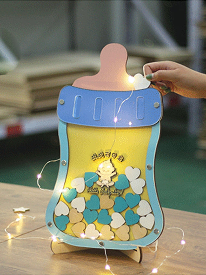 Personalized Milk Bottle Design Baby Shower Wish Drop Box - Guest Book Alternative