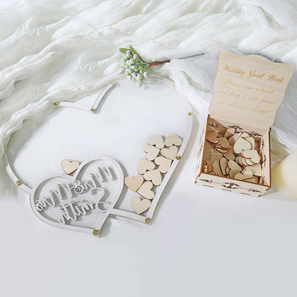 Personalized Romanza Rustic Mr and Mrs Wedding Wish Drop Double Heart Frame - A Guest Book Alternative