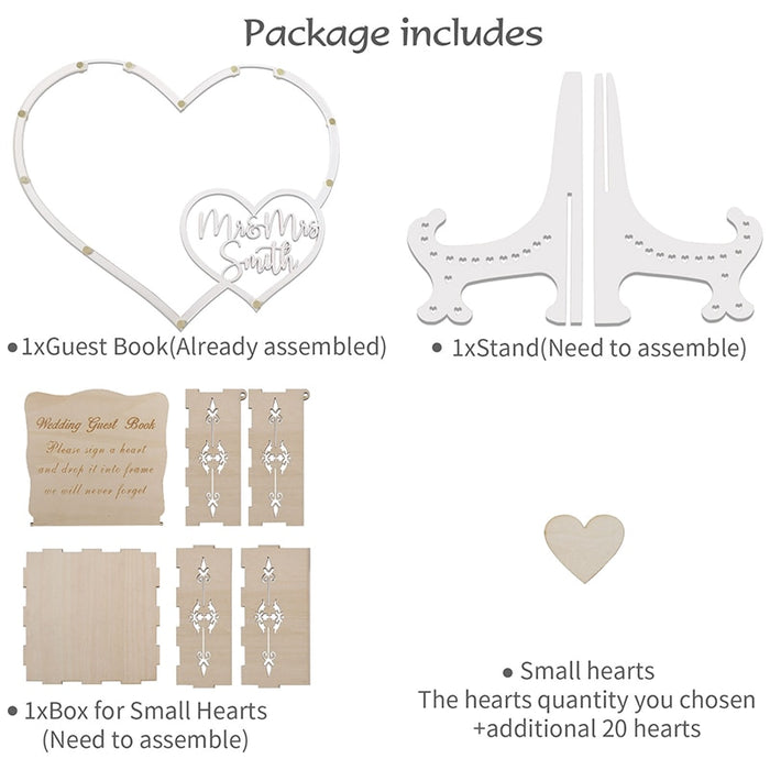 Personalized Romanza Rustic Mr and Mrs Wedding Wish Drop Double Heart Frame - A Guest Book Alternative