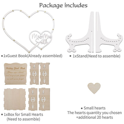Personalized Romanza Rustic Mr and Mrs Wedding Wish Drop Double Heart Frame - A Guest Book Alternative