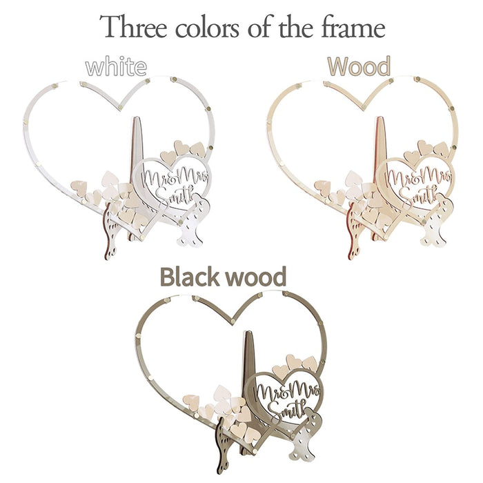 Personalized Romanza Rustic Mr and Mrs Wedding Wish Drop Double Heart Frame - A Guest Book Alternative